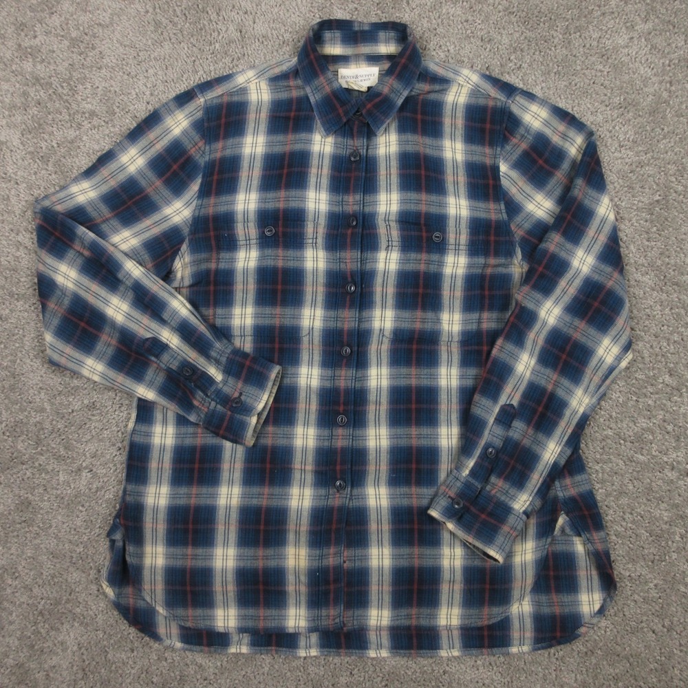 Denim & Supply Ralph Lauren Shirt Womens M Navy Plaid Twill Flannel Button Up